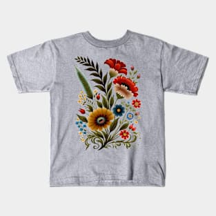 Folk Art Pressed Flowers Kids T-Shirt